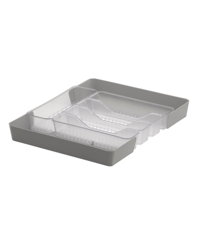 Spectrum Diversified Hexa 5-divider Expandable Silverware Tray In Clear Frost,stone Gray