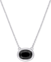 Macy's Black Diamond Oval Bezel 17" Pendant Necklace (2 Ct. T.w.) In 14k White Gold In White Gold