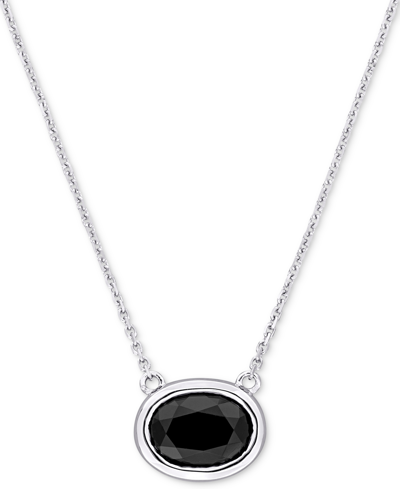 Macy's Black Diamond Oval Bezel 17" Pendant Necklace (2 Ct. T.w.) In 14k White Gold