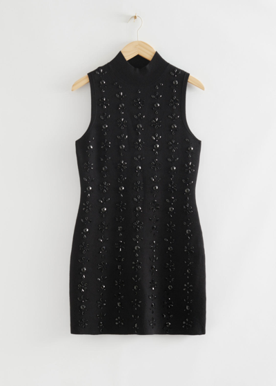 Other Stories Bead Embellished Mini Dress In Black