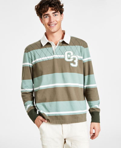 Sun + Stone Men's Taylor Stripe 03' Rugby Shirt, Created For Macy's In Dk Coyote