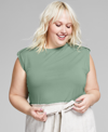 AND NOW THIS TRENDY PLUS SIZE BUTTON-SHOULDER BOAT-NECK TOP