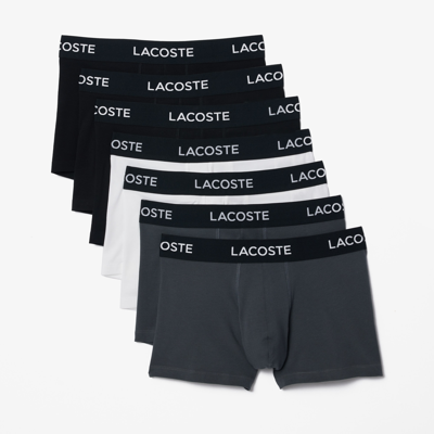 Lacoste Men's Logo Waist Trunks 7-pack - 3xl In Black