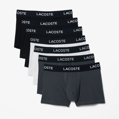 Lacoste Men's Logo Waist Trunks 7-pack In Black