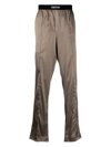 Tom Ford Logo-waist Silk Pajama Bottoms In Brown