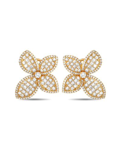 Diamond Select Cuts 18k 4.01 Ct. Tw. Diamond Flower Earrings In Gold