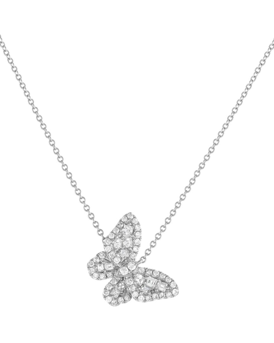 Diamond Select Cuts 18k 0.56 Ct. Tw. Diamond Butterfly Necklace In Metallic