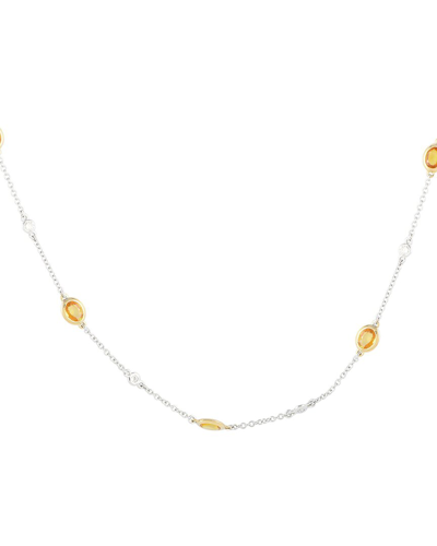 Gemstones 14k 5.78 Ct. Tw. Diamond & Sapphire Station Necklace