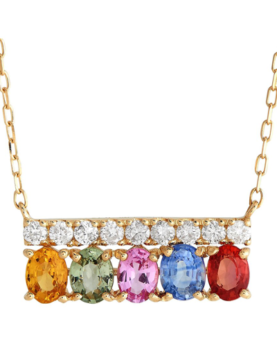 Gemstones 18k 1.27 Ct. Tw. Diamond & Sapphire Necklace