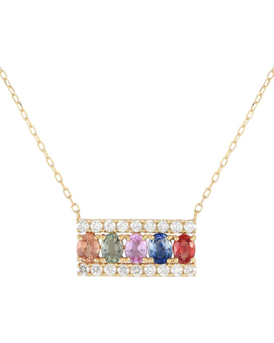 Gemstones 18k 1.47 Ct. Tw. Diamond & Sapphire Necklace In Gold