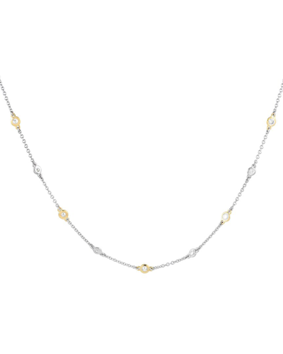 Diamond Select Cuts 18k Two-tone 1.32 Ct. Tw. Diamond Station Necklace In White