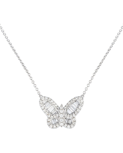 Diamond Select Cuts 18k 1.12 Ct. Tw. Diamond Butterfly Necklace In Metallic