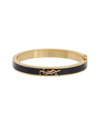 Saint Laurent Logo-plaque Leather Bangle In Black