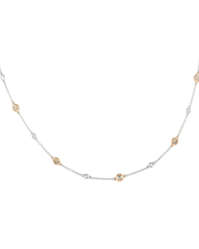 Diamond Select Cuts 14k Two-tone 3.23 Ct. Tw. Diamond Station Necklace In Multi