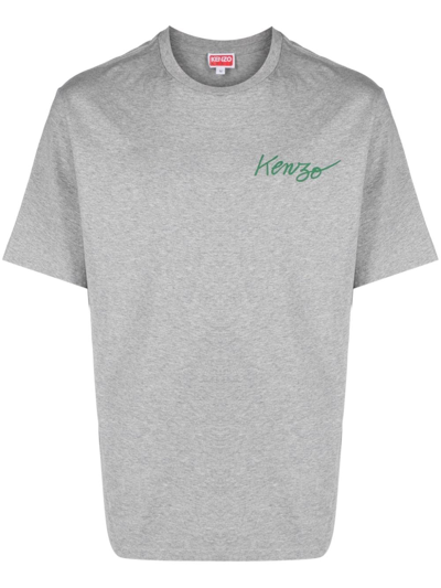 Kenzo Logo-print Cotton T-shirt In Gray