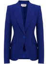 Alexander Mcqueen Peak Shoulder Leaf Crepe Jacket In Blue