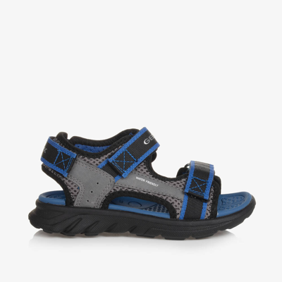 Geox Babies' Boys Blue & Grey Velcro Sandals