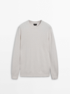 MASSIMO DUTTI CREW NECK ZIGZAG KNIT SWEATER