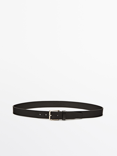 Massimo Dutti Nappa Leather Belt In Black