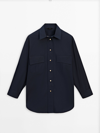 Massimo Dutti Cotton Oversize Blouse With Utility Pockets In Marineblau