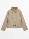 MASSIMO DUTTI CROPPED DOUBLE-FACED WOOL-BLEND DOUBLE-BREASTED COAT