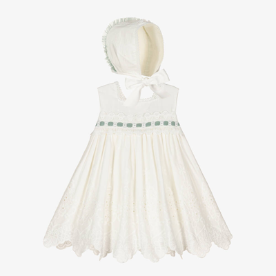 Abuela Tata Baby Girls Ivory Embroidered Dress Set
