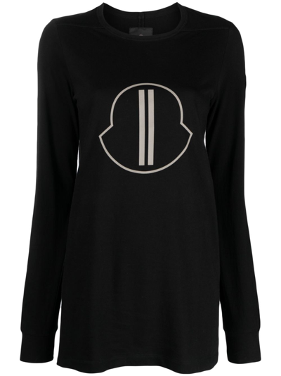 Moncler Genius Black Logo-print Long-sleeve Top