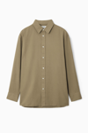 Cos Oversized Lightweight Twill Shirt In Brown