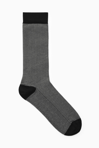 Cos Herringbone Socks In Black