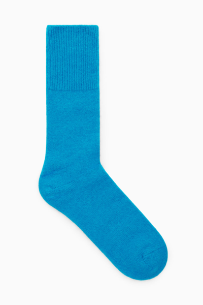 Cos Alpaca-blend Ankle Socks In Blue