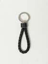 Bottega Veneta Intreccio Leather Key Ring In Schwarz