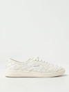 Bottega Veneta White Slip-on Sneakers With Intreccio Motif In Leather Man In White