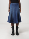 Khaite Lennox Paneled Denim Midi Skirt In Denim