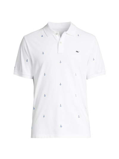 Vineyard Vines Men's Novelty Heritage Pique Polo Shirt In White