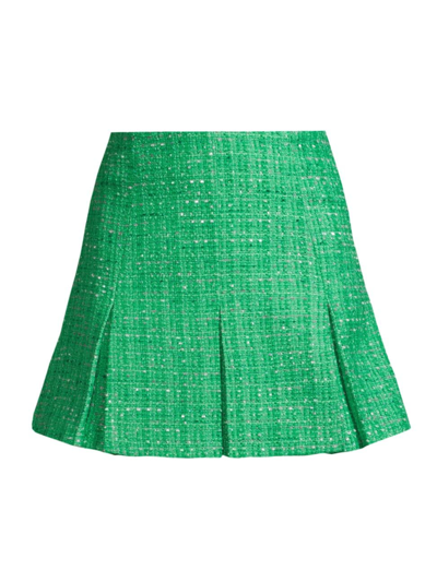 Lilly Pulitzer Women's Cammi Tweed Pleated Miniskirt In Kelly Green