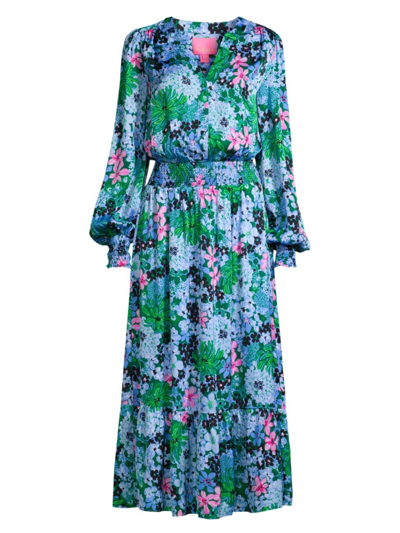 Lilly Pulitzer Loubella Long Sleeve Floral Midi Dress In Multi Soiree All Day