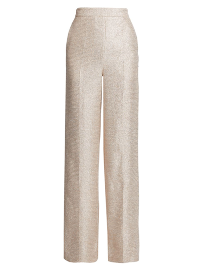 Adam Lippes Bettina Mid-rise Metallic Tweed Wide-leg Trousers In Metallic Multi