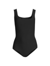 Stylest Women's Square-neck One-piece Swimsuit In Caviar