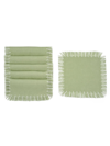 Tina Chen Designs Hand-knotted Fringe Cocktail Napkin 6-piece Set In Green