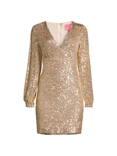 Lilly Pulitzer Women's Reagan Sequin Long-sleeve Minidress In Gold Metallic