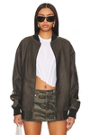 Superdown Ariel Faux Leather Bomber In Black