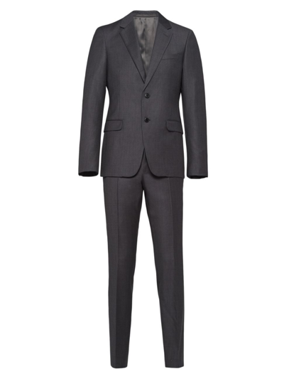 Prada Single-breasted Wool Suit In Grey