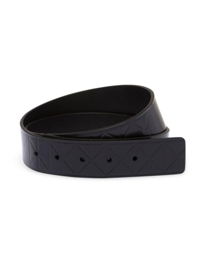 Prada Men's Triangle-embossed Leather Belt Strap In Black