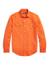 Polo Ralph Lauren Men's Silk-linen Long-sleeve Sport Shirt In Sailing Orange