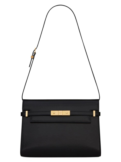 Saint Laurent Women's Manhattan Shoulder Bag In Box  Leather In Black