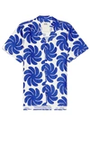 Oas Nebula Cuba Linen Shirt In Blue