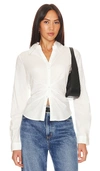 Paige Alera Gathered Button-front Shirt In White
