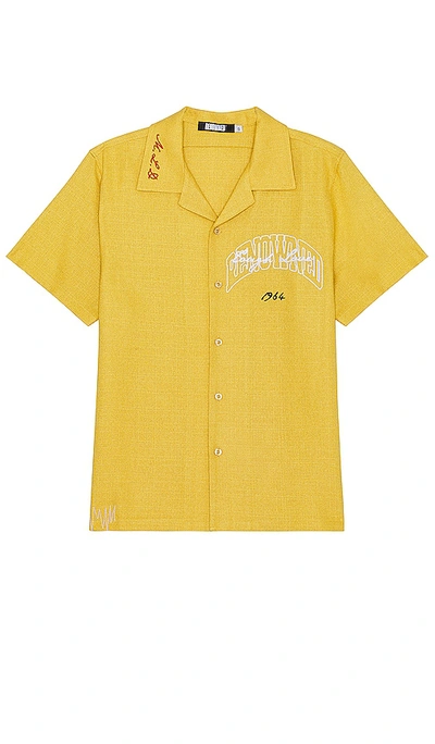 Renowned Men's Tough Love Logo-embroidered Camp Shirt In Yellow