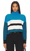 Sanctuary Cruise Stripe Mock Neck Sweater In Blue Moon Stripe