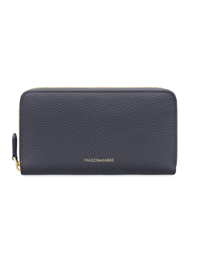 Maison De Sabre Maison De Sabré Long Leather Zip Wallet In Graphite Sky